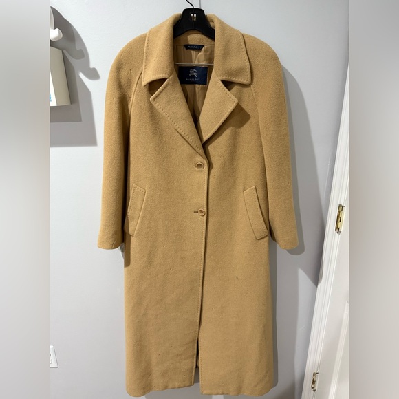 Burberry London Wool Lorenza Camel Hair Long Tan Trench Coat Italy 38 8 READ - Picture 1 of 14